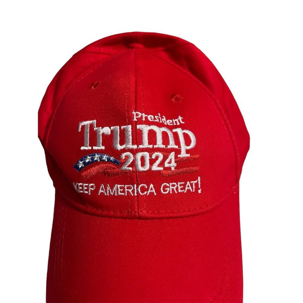 Trump 2024 Red Baseball Cap Keep America Great Adjustable Hat USA Flag​